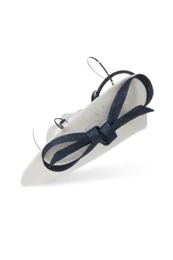 Assam White And Navy Saucer Hat -Chic Hats Shop ASSAM NAVY 1