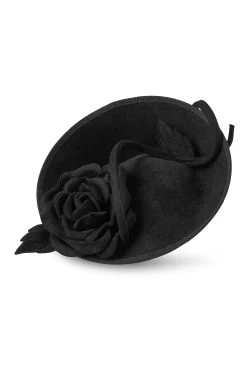 Black Belgravia Rose Hat -Chic Hats Shop BLACK BELGRAVIA ROSE HAT