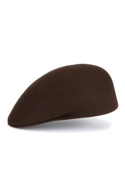 Blocked Felt Cap -Chic Hats Shop BLOCKED FELT CAP BROWN Product Shot 2