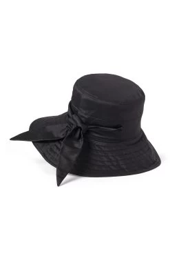 Brigitte Silk Sun Hat -Chic Hats Shop BRIGITTE SILK SUN HAT BLACK 1