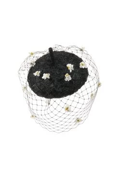 Chamomile Black Beret -Chic Hats Shop CHAMOMILE BLACK 1