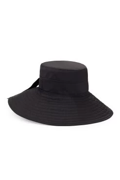 Clemence Silk Sun Hat -Chic Hats Shop CLEMENCE SILK SUN HAT BLACK 1