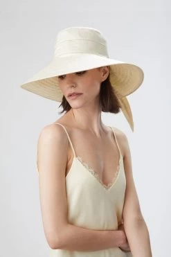 Clemence Silk Sun Hat -Chic Hats Shop CLEMENCE SILK SUN HAT CREAM EDITED 2