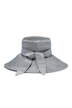 Clemence Silk Sun Hat -Chic Hats Shop CLEMENCE SILK SUN HAT SILVER 2