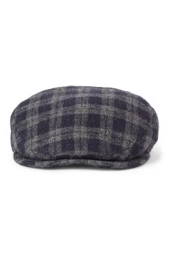 Darcy Navy Check Flat Cap -Chic Hats Shop DARCY NAVY CHECK FLAT CAP 3