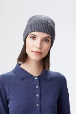 Grey Cashmere Ski Beanie -Chic Hats Shop GREY CASHMERE SKI BEANIE EDITED 2