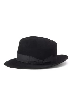 Haydock Black Fedora -Chic Hats Shop HAYDOCK BLACK TRILBY Product Shot 3