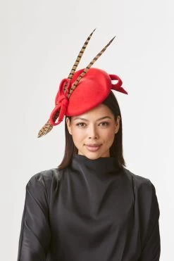 Loretta Red Percher Hat -Chic Hats Shop LORETTA RED PERCHER HAT EDITED
