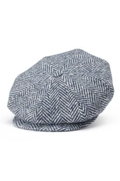 Chic Hats Shop -Chic Hats Shop MUIRFIELD HERRINGBONE BAKERBOY CAP BLUE Product Shot 1