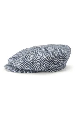 Muirfield Herringbone Bakerboy Cap -Chic Hats Shop MUIRFIELD HERRINGBONE BAKERBOY CAP BLUE Product Shot 3
