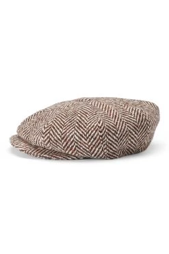 Muirfield Herringbone Bakerboy Cap -Chic Hats Shop MUIRFIELD HERRINGBONE BAKERBOY CAP BROWN Product Shot 2
