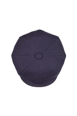 Navy Linen Muirfield Bakerboy Cap -Chic Hats Shop NAVY LINEN MUIRFIELD BAKERBOY CAP Product Shot 3