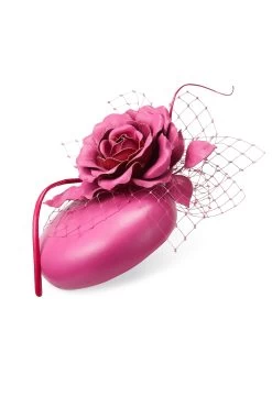 Rose Bud Pink Leather Percher Hat -Chic Hats Shop ROSE BUD PINK 2