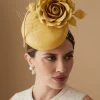 Rose Bud Yellow Leather Percher Hat