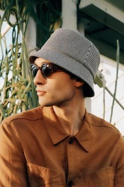 Rye Striped Bucket Hat -Chic Hats Shop RYE STRIPED BUCKET HAT LIFESTYLE SHOT 2