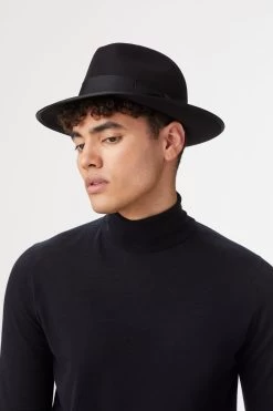 St James's Black Fedora -Chic Hats Shop StJames sBlackFedora 30893