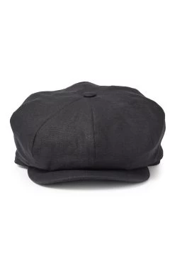 Tremelo Black Linen Bakerboy Cap -Chic Hats Shop TREMELO BLACK LINEN BAKERBOY CAP Product Shot 2