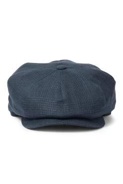 Tremelo Linen Navy Check Bakerboy Cap -Chic Hats Shop TREMELO LINEN NAVY CHECK BAKERBOY CAP Product Shot 2