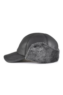 Winnipeg Sheepskin Baseball Cap -Chic Hats Shop WINNIPEG SHEEPSKIN BASEBALL CAP BLACK 2