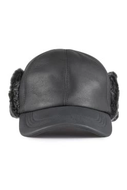 Winnipeg Sheepskin Baseball Cap -Chic Hats Shop WINNIPEG SHEEPSKIN BASEBALL CAP BLACK 3